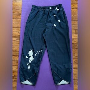 Blue Lounging Pants with White Dandelion and Butterfly Design
